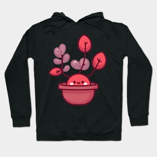 Cute Red Leaf House Plant in a Pot | Cute Kawaii Potted Plant | Design for Kawaii Lovers Hoodie